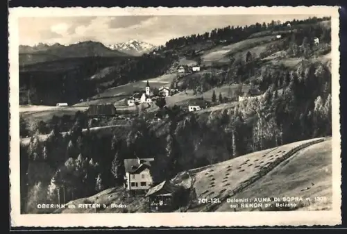 AK Oberinn am Ritten, Totalansicht mit Bergpanorama