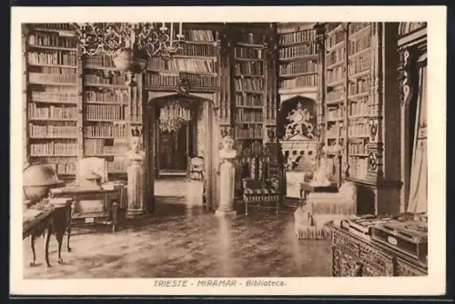 AK Trieste, Miramar, Bibliothek