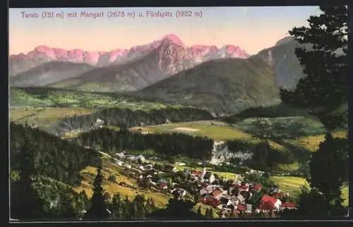 AK Tarvis, Totalansicht mit Mangart und Fünfspitz