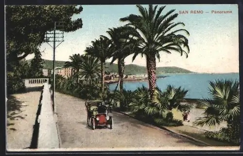 AK San Remo, Panorama mit Strassenpartie