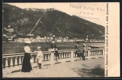 AK Como, Panorama con veduta di Brunate e della funicolare