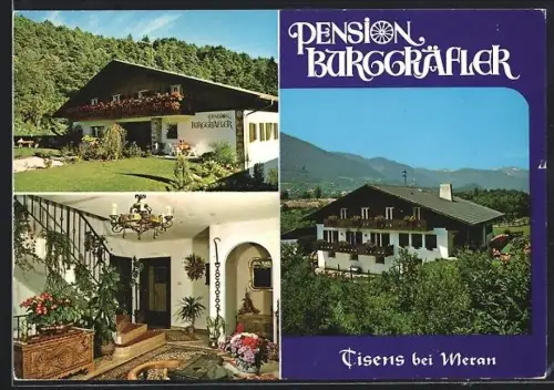 AK Tisens bei meran, Pension Burggräfler, Innenansicht, Rückansicht