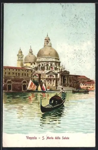 Künstler-AK Venezia, S. Maria della Salute, Boote