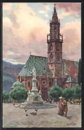 Künstler-AK Rudolf Alfred Höger: Bozen, Pfarrkirche