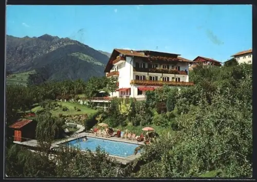 AK Schenna bei Meran, Pension Tyrol mit Schwimmbecken