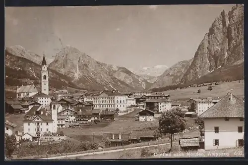 AK Cortina, Teilansicht mit Kirche und Blick nach Norden