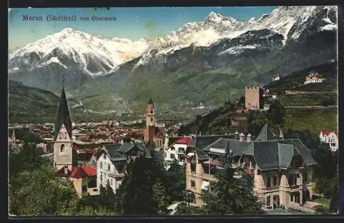 AK Meran /Südtirol, Totalansicht von Obermais gesehen