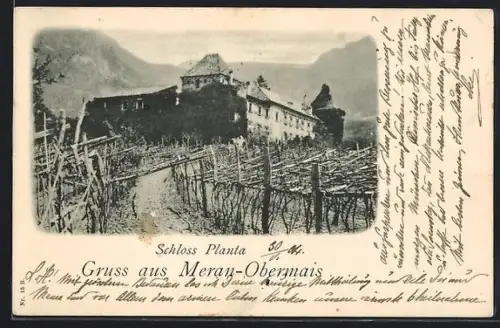 AK Meran-Obermais, Blick zum Schloss Planta