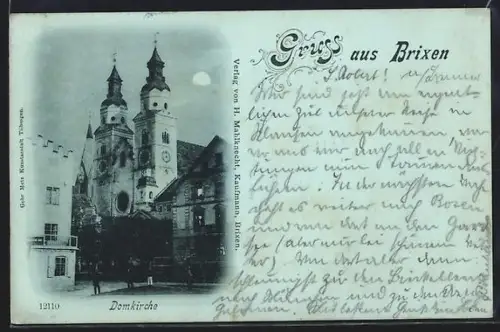Mondschein-AK Brixen, Partie an der Domkirche