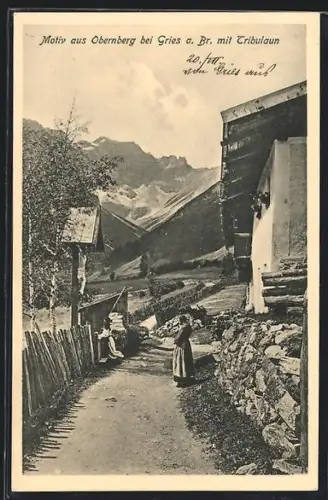 AK Obernberg b. Gries, Ortspartie m. Tribulaun