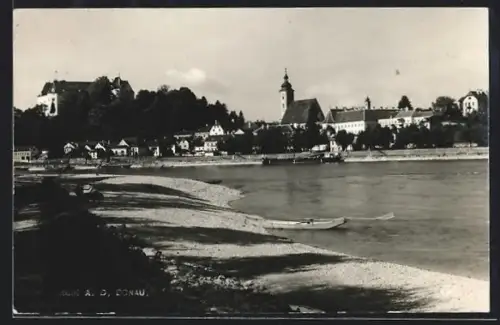AK Grein a. d. Donau, Panorama mit Schloss und Kirche