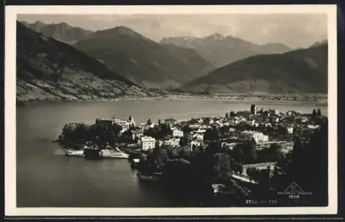 AK Zell am See, Panorama mit See und Bergen