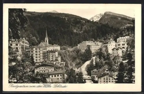 AK Badgastein, Panorama mit Villa Solitude
