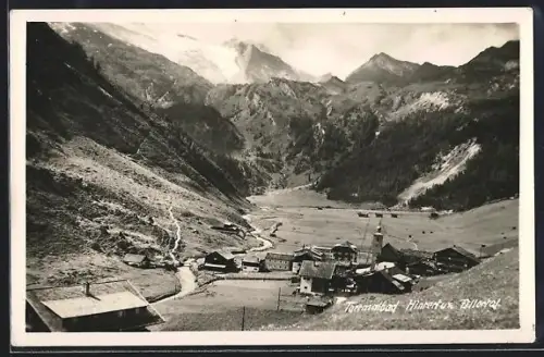 AK Hintertux im Zillertal, Panorama mit Dorf und Kirche
