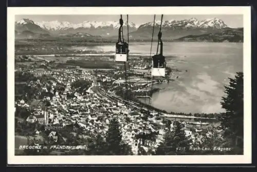 AK Bregenz, Pfänderbahn, Stadt- und Bodensee-Panorama