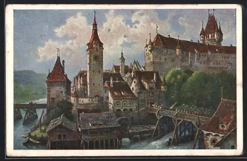 Künstler-AK Steyr /Ob.-Österr., Die alte Eysnstadt 1584