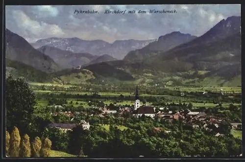 AK Kirchdorf /Pyhrnbahn, Panorama mit Kirche und Warscheneck