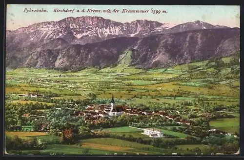 AK Kirchdorf a. d. Krems, Panorama mit Kirche und Kremsmauer