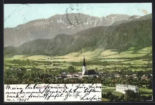 AK Kirchdorf /Ob.-Öst., Ortspanorama mit Kirche