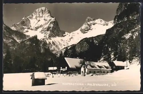 AK Hinterstoder /O. Ö., Polsterlucke, Winterpanorama mit Gehöft