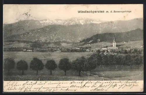 AK Windischgarsten, Ortsansicht mit dem Sensengebirge