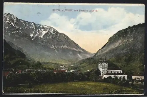 AK Spital a. Pyhrn, Panorama mit Kirche und Basruck