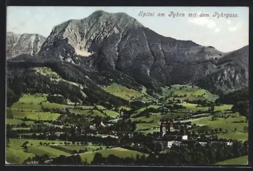 AK Spital am Pyhrn, Ort mit Kirche vor dem Pyhrgas