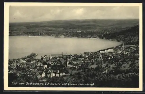 AK Bregenz /Vorarlberg, Blick vom Gebhardsberg auf Lochau und See