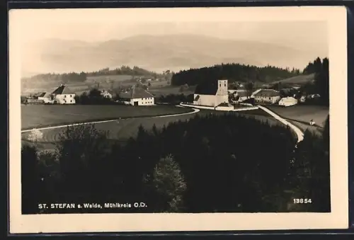 AK St. Stefan b. Walde, Panorama mit Kirche und Brücke