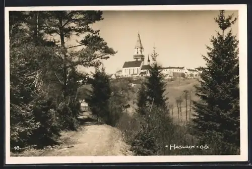 AK Haslach /O.Ö., Panorama mit Kirche