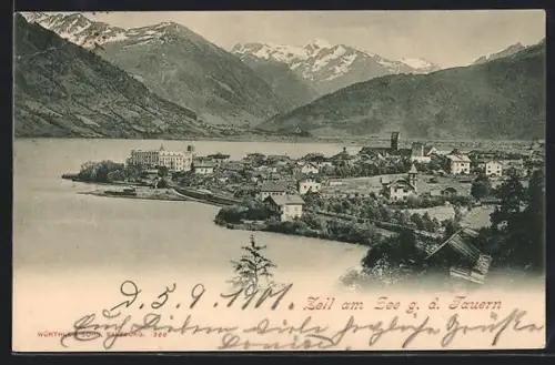 AK Zell am See, Panorama mit See und Tauern