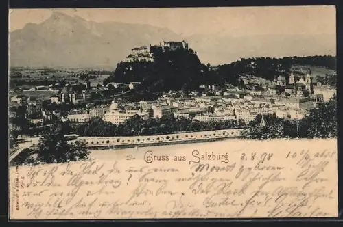 AK Salzburg, Panorama mit Festung Hohensalzburg und Stadt