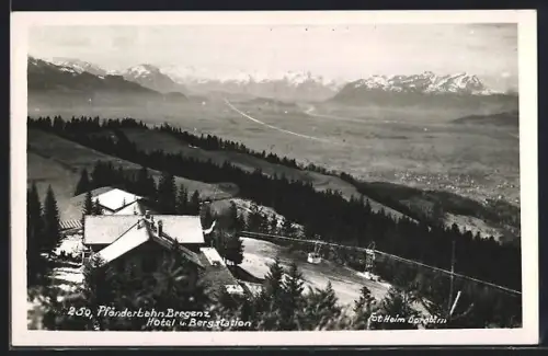 AK Bregenz, Pfänderbahn, Hotel und Bergstation