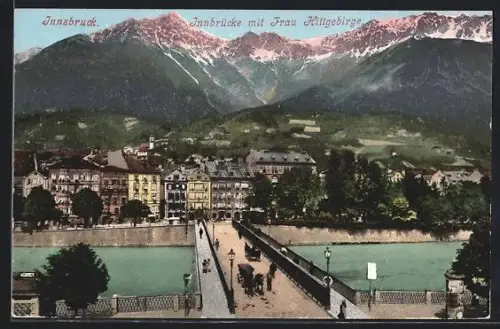 AK Innsbruck, Innbrücke mit Bergpanorama