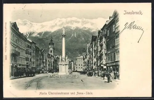 AK Innsbruck, Maria-Theresien-Strasse mit Anna-Säule