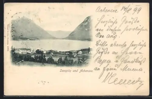 AK Seespitz, Achensee, Panorama mit See und Bergen