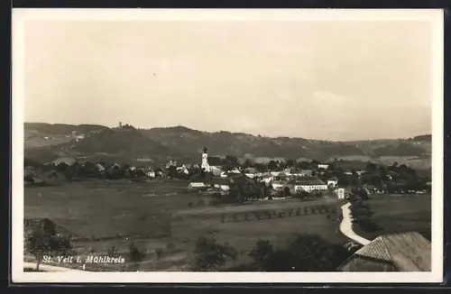 AK St. Veit i. Mühlkreis, Panorama mit Kirche