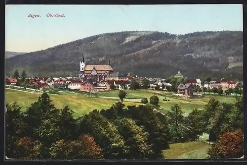 AK Aigen /Ob. Öst., Panorama mit Kirche