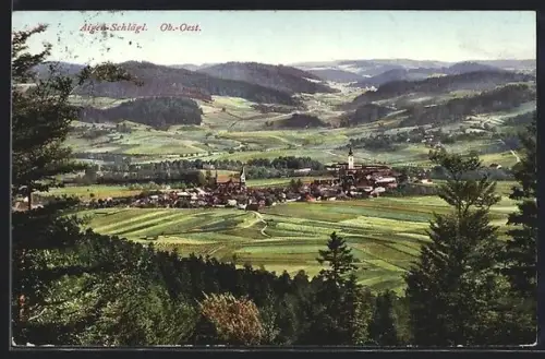 AK Aigen-Schlägl /Ob. Öst., Panorama mit Ort und Kirche