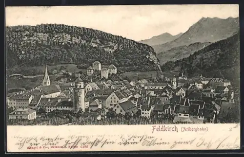 AK Feldkirch, Panorama mit Schloss und Kirche