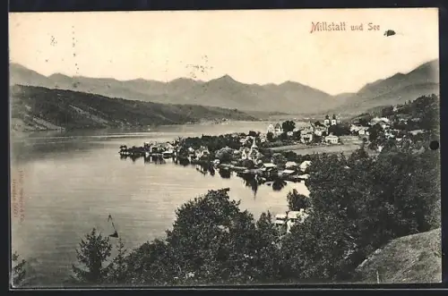 AK Millstatt, Panorama mit See und Ort