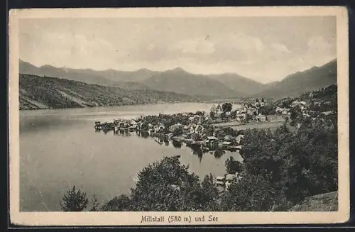 AK Millstatt, Panorama mit See und Ort