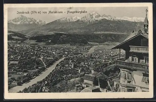 AK Innsbruck, Panorama von Mariabrunn mit Hungerburgbahn