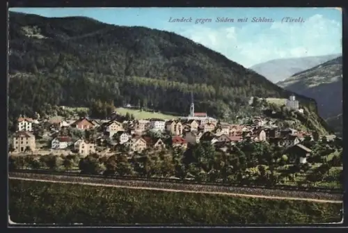 AK Landeck /Tirol, Blick gegen Süden mit Schloss