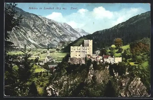 AK Landeck /Tirol, Schloss mit Blick zur Kirche