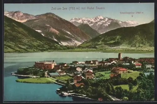 AK Zell am See, Panorama mit Hohe Tauern