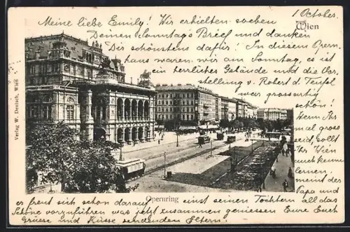 AK Wien, Opernring mit Strassenbahn