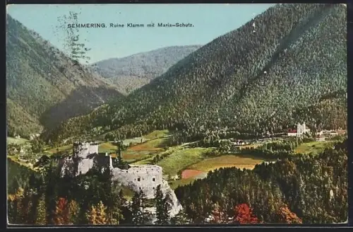 AK Maria-Schutz /Semmering, Ruine Klamm mit Maria-Schutz