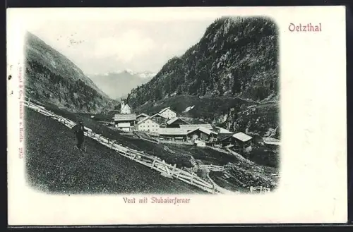 AK Vent /Oetzthal, Ortsansicht mit Stubaierferner