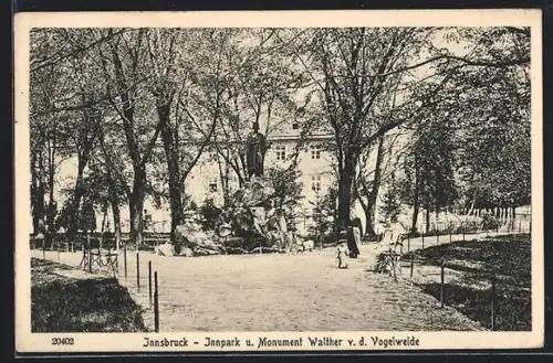 AK Innsbruck, Innpark mit Monument Walther von der Vogelweide